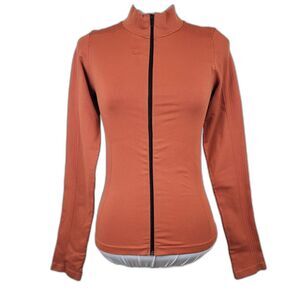 Nux full zip compression jacket red orange size medium
